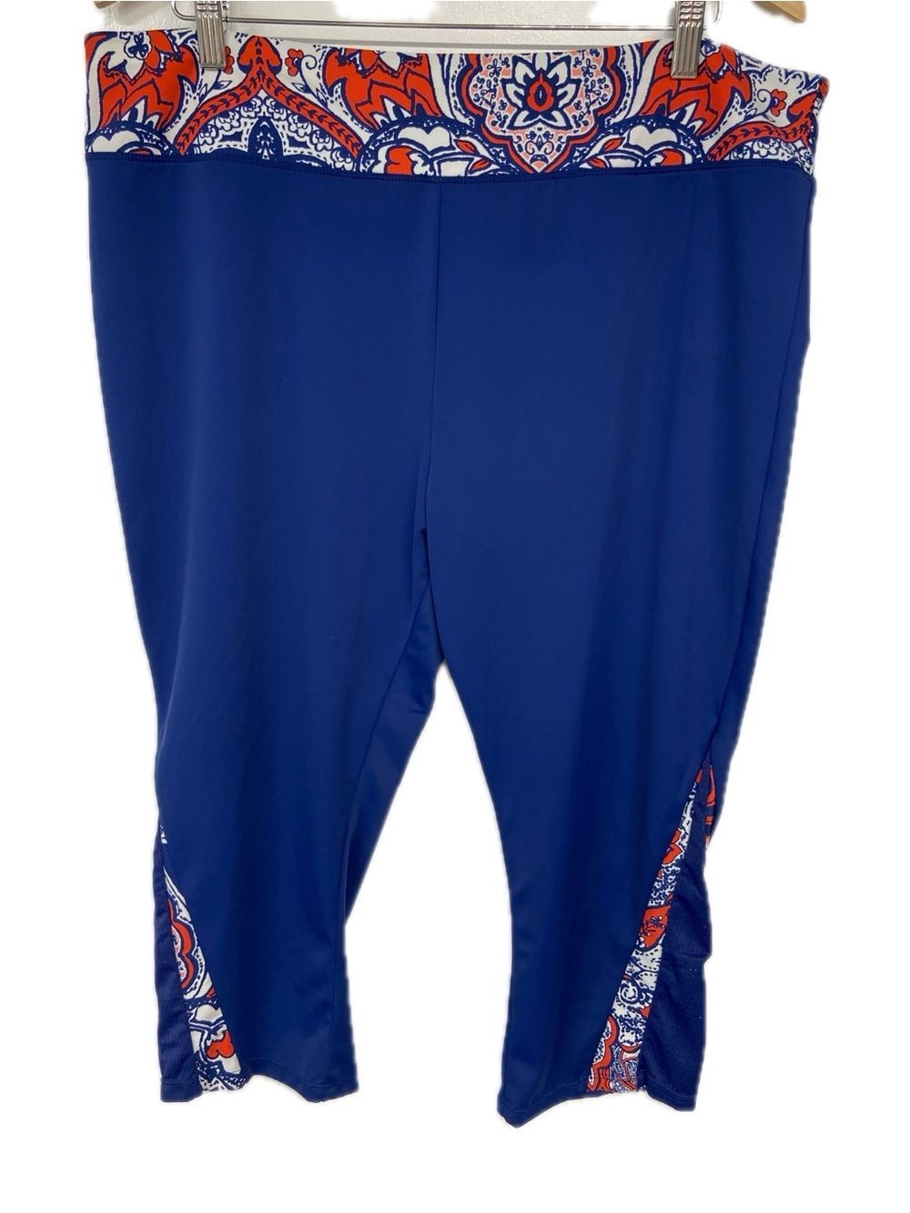 Aquabelle Swim for All Swim Capri with Paisley Waistband - Blue/Red Size 22